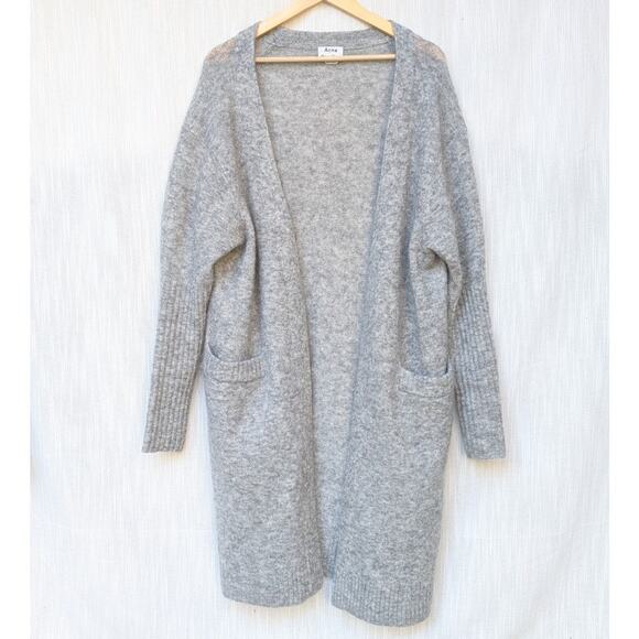 Acne Studios Gray Raya Mohair Open Front Cardigan Knit Sweater, Size XS - Picture 1 of 7